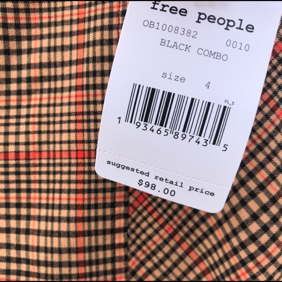 Free People Flyin High Plaid High Rise Skinny Pant - Picture 8 of 8